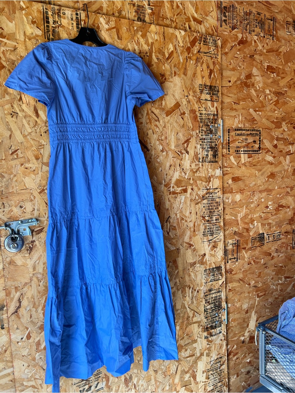 Quince Cornflower Blue V-Neck Tiered Maxi Dress new! Organic cotton!!! - Picture 9 of 15